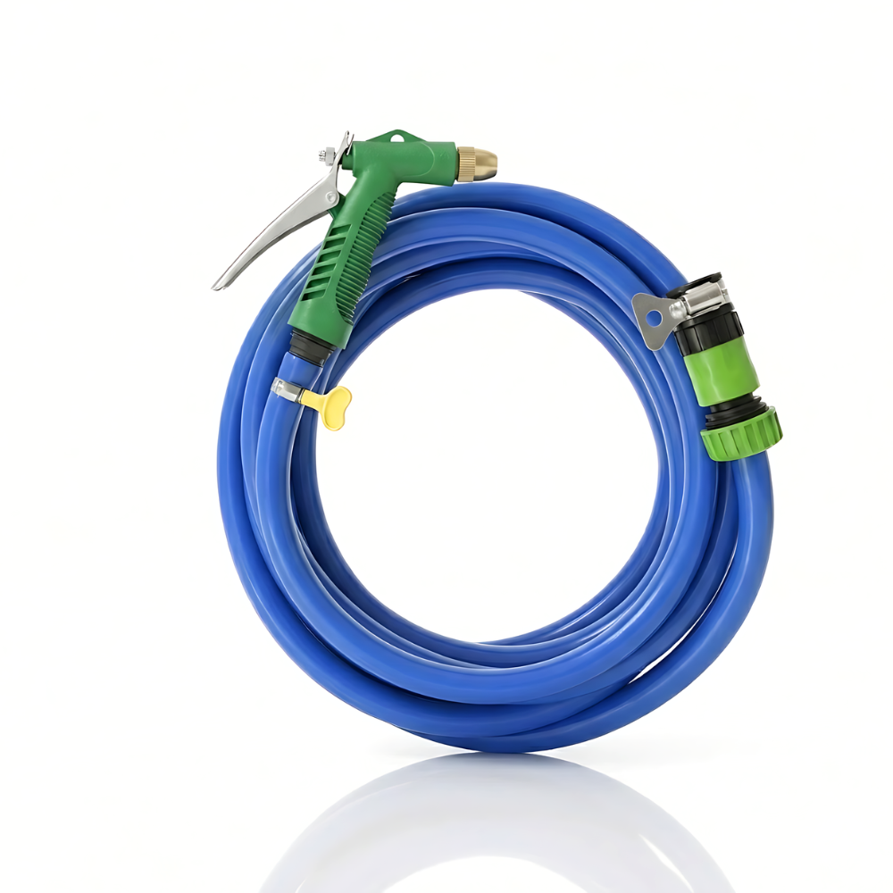 Selang Air Elastis SSBO 1,5 mm ½, ⅝, ¾ Inch + Water Gun Nozzle, 2 Konektor & Fitting Lengkap – Fleksibel, Kuat & Siap Pakai