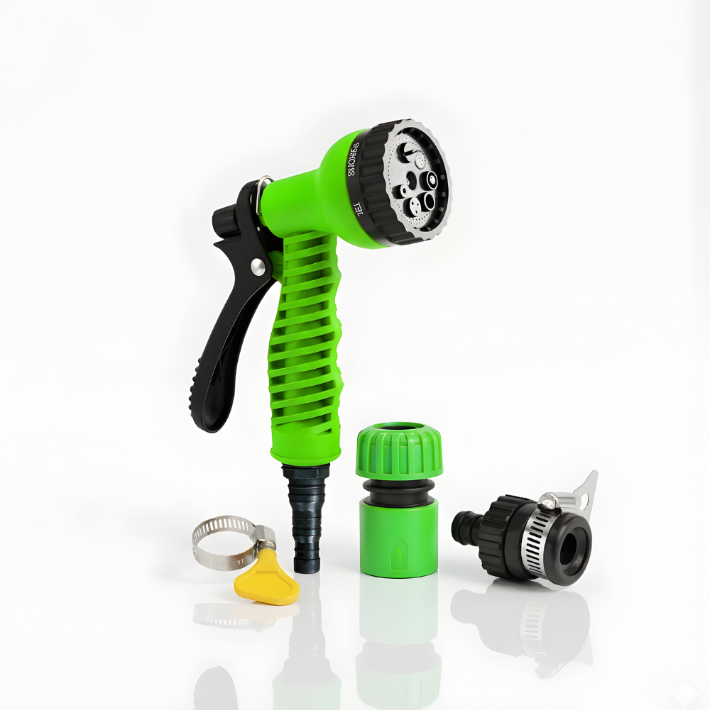 SSBO Paket Selang Air Elastis Bening transparan ½ & ¾ Inch – Nozzle 7 Mode, Konektor & Fitting Lengkap, Siap Pakai untuk Taman & Kendaraan