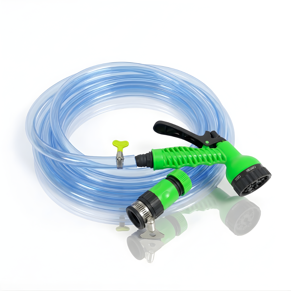 SSBO Paket Selang Air Elastis Bening transparan ½ & ¾ Inch – Nozzle 7 Mode, Konektor & Fitting Lengkap, Siap Pakai untuk Taman & Kendaraan