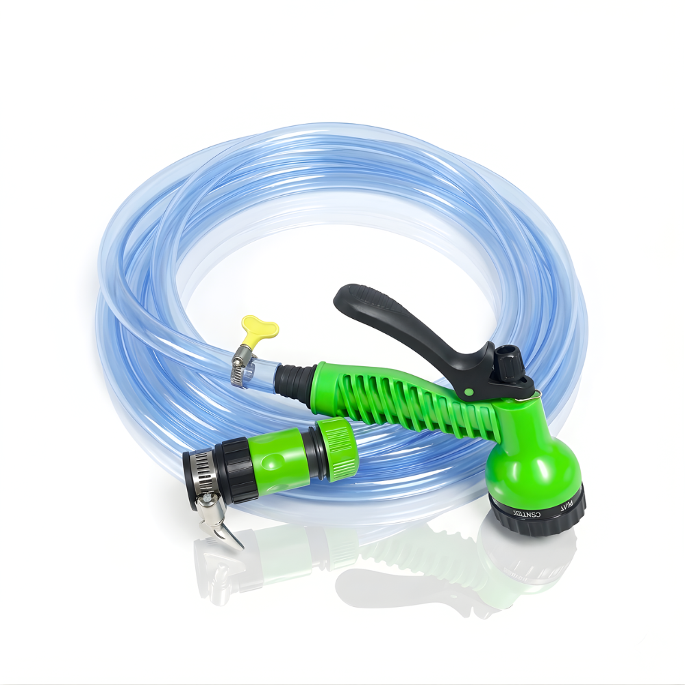 SSBO Paket Selang Air Elastis Bening transparan ½ & ¾ Inch – Nozzle 7 Mode, Konektor & Fitting Lengkap, Siap Pakai untuk Taman & Kendaraan