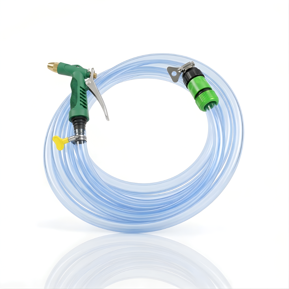 Paket Selang Air Elastis Bening ½ & ¾ Inch + Nozzle 4 Mode, 2 Konektor & Fitting Lengkap – Siap Pakai dan Praktis