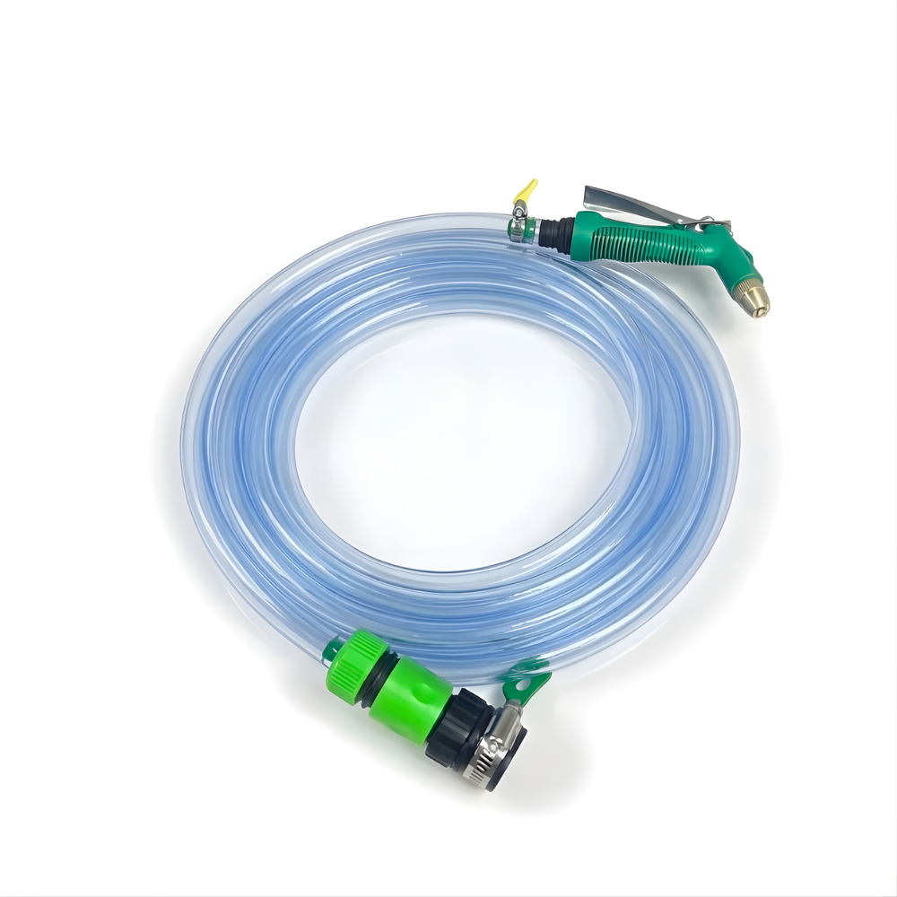 Paket Selang Air Elastis Bening ½ & ¾ Inch + Nozzle 4 Mode, 2 Konektor & Fitting Lengkap – Siap Pakai dan Praktis