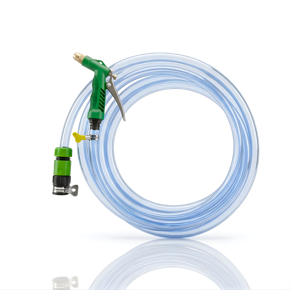 Paket Selang Air Elastis Bening ½ & ¾ Inch + Nozzle 4 Mode, 2 Konektor & Fitting Lengkap – Siap Pakai dan Praktis