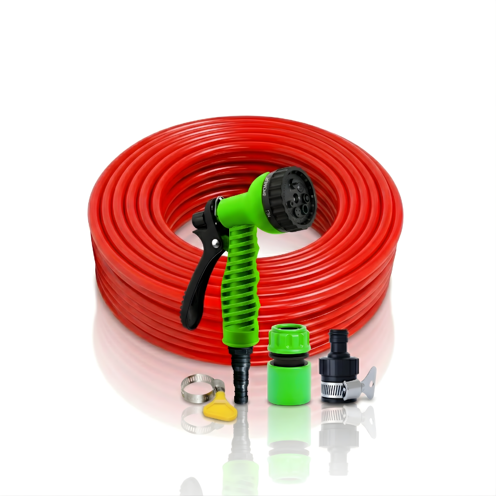 Paket Selang Air Elastis 1mm SSBO ½, ⅝, ¾ Inch – Nozzle 7 Mode, 2 Konektor & Fitting Lengkap