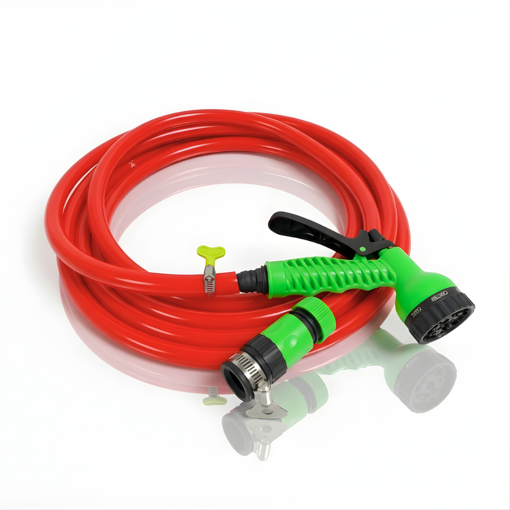 Paket Selang Air Elastis 1mm SSBO ½, ⅝, ¾ Inch – Nozzle 7 Mode, 2 Konektor & Fitting Lengkap