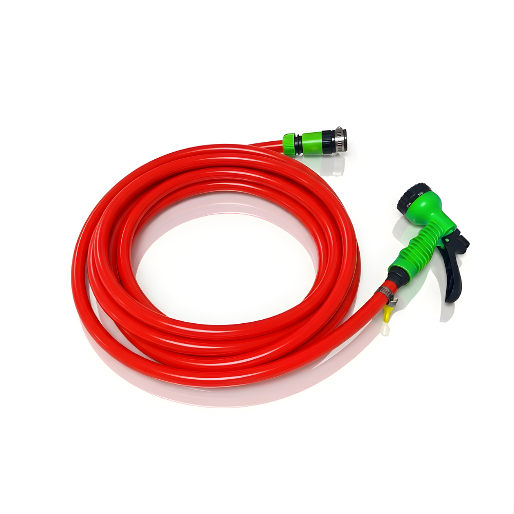Paket Selang Air Elastis 1mm SSBO ½, ⅝, ¾ Inch – Nozzle 7 Mode, 2 Konektor & Fitting Lengkap