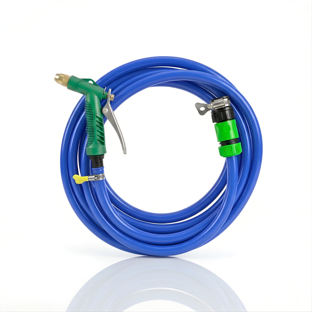 Selang Air Elastis 1 mm SSBO ½, ⅝ & ¾ Inch + Water Gun Nozzle, 2 Konektor & Fitting Lengkap  Fleksibel, Kuat & Siap Pakai