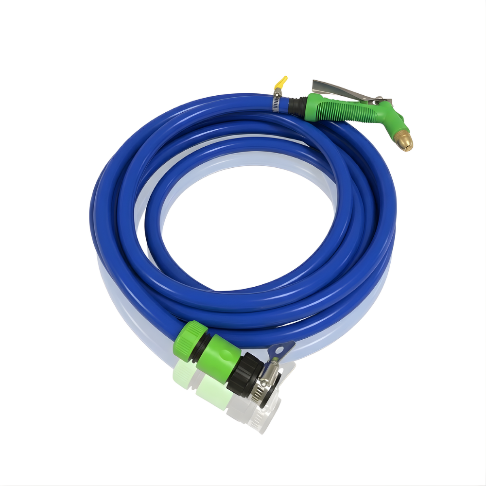 Selang Air Elastis 1 mm SSBO ½, ⅝ & ¾ Inch + Water Gun Nozzle, 2 Konektor & Fitting Lengkap  Fleksibel, Kuat & Siap Pakai