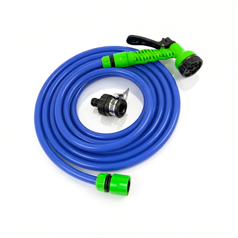 Paket Selang Air Elastis 1mm SSBO ½, ⅝ & ¾ Inch – Nozzle 7 Mode, Konektor & Fitting Lengkap