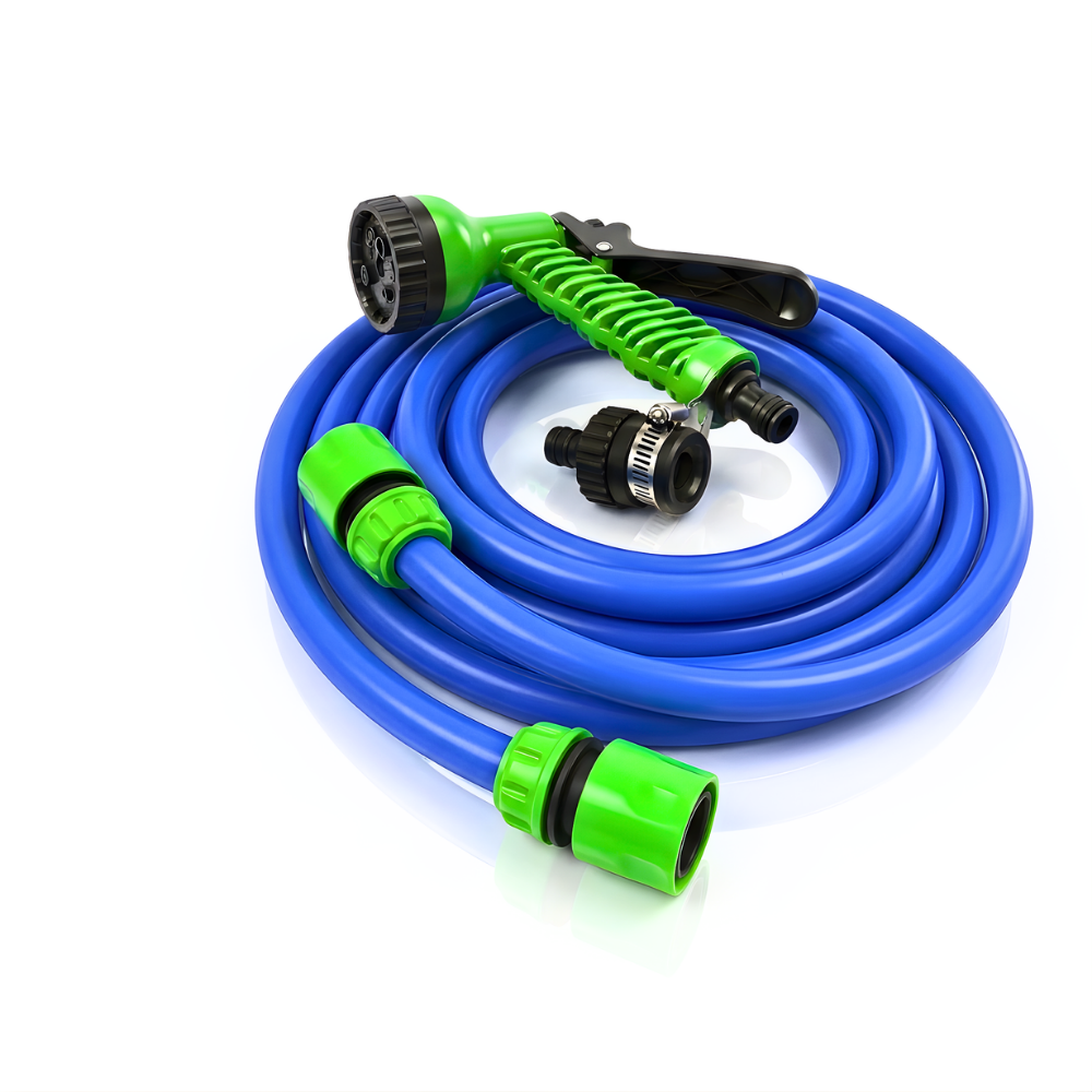 Paket Selang Air Elastis 1mm SSBO ½, ⅝ & ¾ Inch – Nozzle 7 Mode, Konektor & Fitting Lengkap