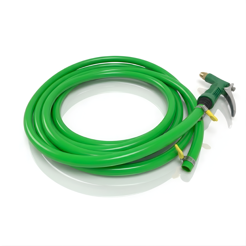 Selang Air Elastis 1 mm SSBO ½, ⅝ & ¾ Inch + Nozzle Water Gun + 2 Klem Pengunci  Fleksibel, Kuat, Tahan Tekanan & Siap Pakai