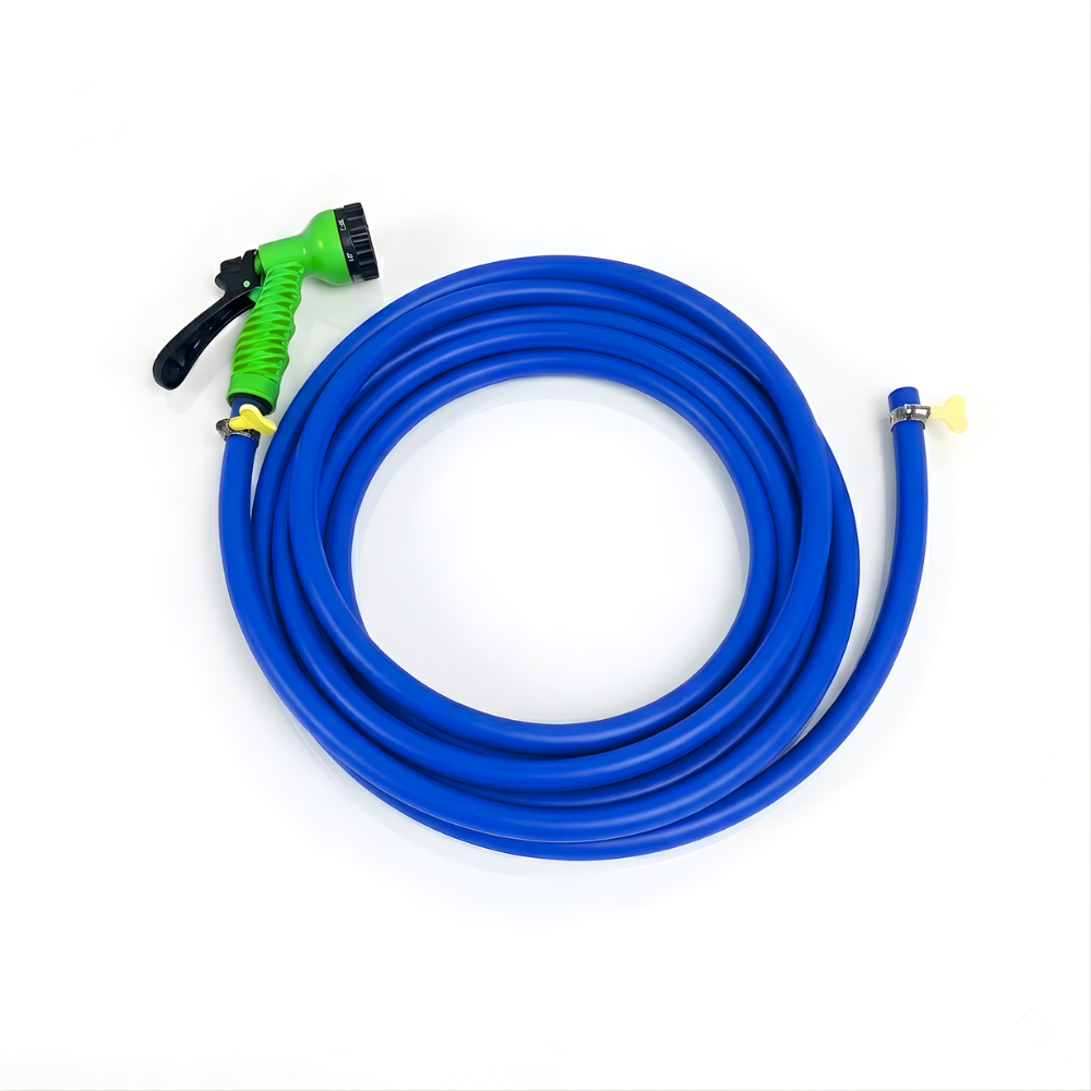 Selang Air Elastis 1 mm SSBO ⅝ & ¾ Inch + Nozzle Semprot 7 Mode + 2 Klem Pengunci Fleksibel, Kuat, Tahan Tekanan & Siap Pakai