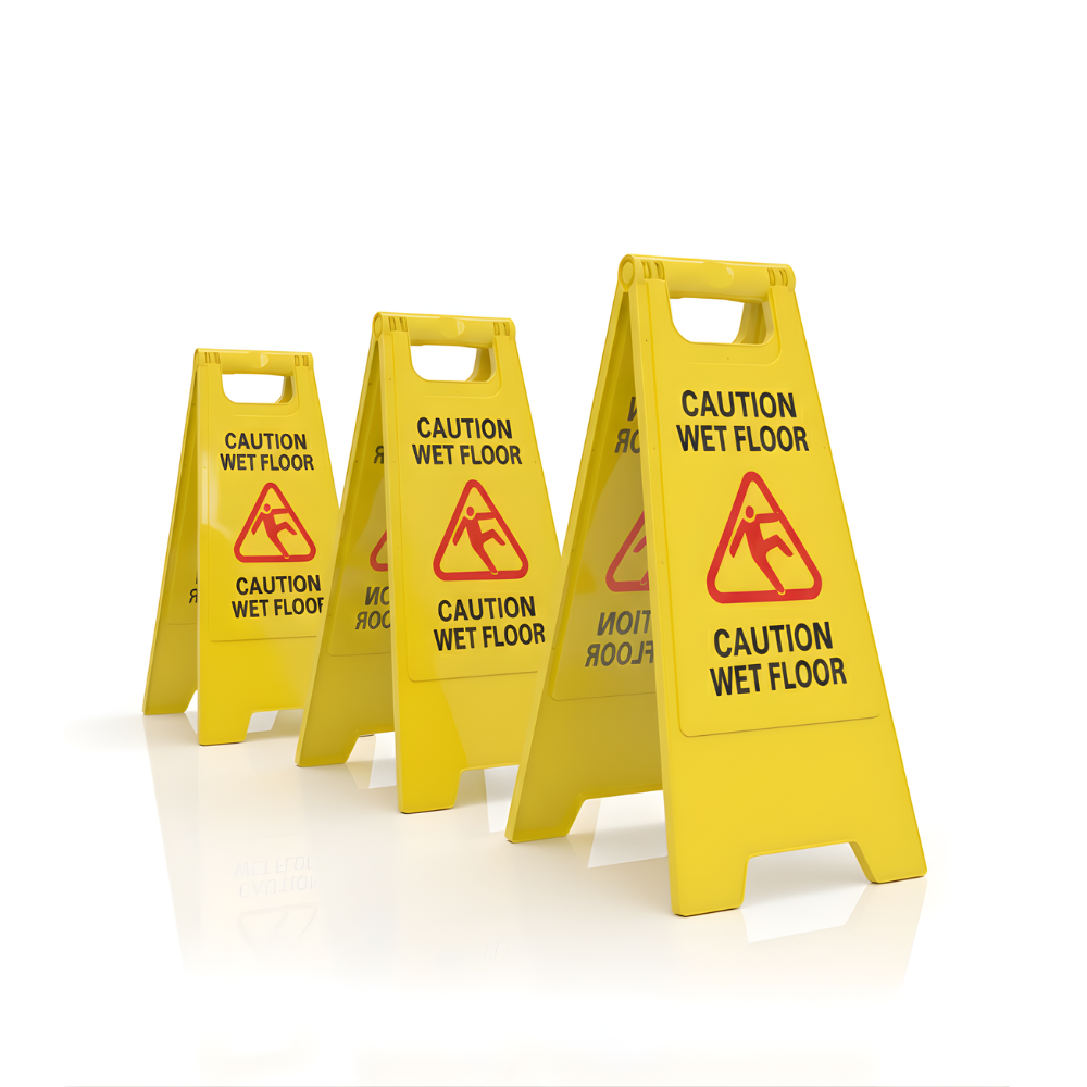 Floor Sign Caution SSBO – Papan Peringatan Lantai Basah & Bahaya, Tinggi 60 cm, Lipat dan Ringan