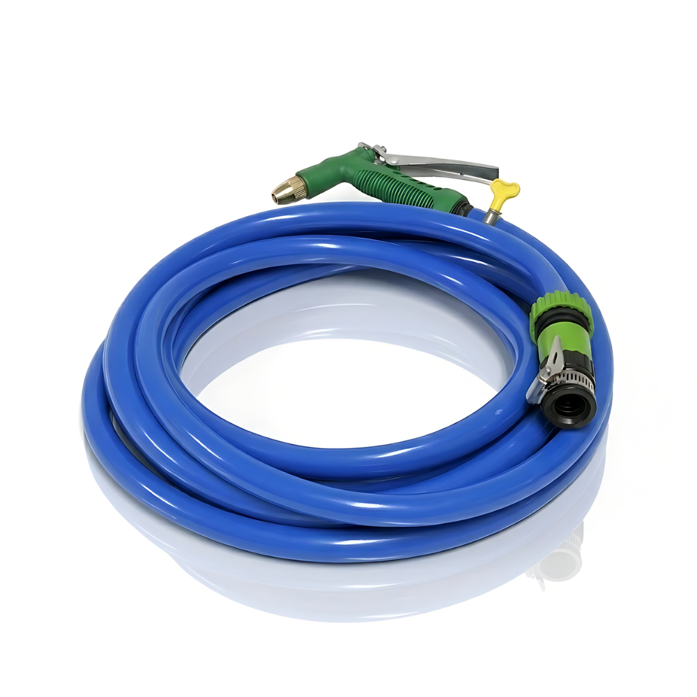 Selang Air Elastis SSBO 1,5 mm ½, ⅝, ¾ Inch + Water Gun Nozzle, 2 Konektor & Fitting Lengkap – Fleksibel, Kuat & Siap Pakai