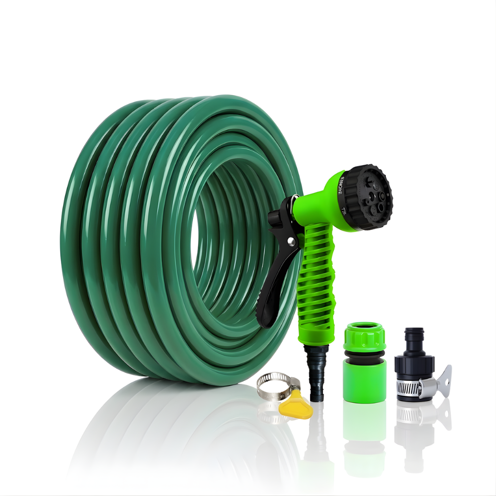 Paket Selang Air Elastis 1.5 mm SSBO ½, ⅝, ¾ Inch – Nozzle 7 Mode, 2 Konektor & Fitting Lengkap