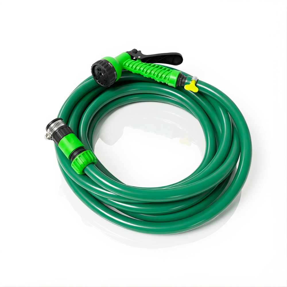 Paket Selang Air Elastis 1.5 mm SSBO ½, ⅝, ¾ Inch – Nozzle 7 Mode, 2 Konektor & Fitting Lengkap