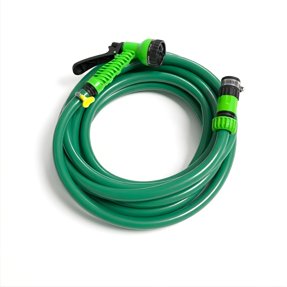 Paket Selang Air Elastis 1.5 mm SSBO ½, ⅝, ¾ Inch – Nozzle 7 Mode, 2 Konektor & Fitting Lengkap