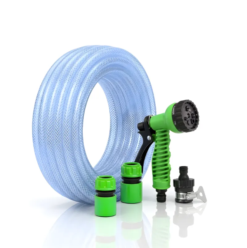 Paket Selang Air Serat Benang Transparan SSBO ½, ⅝ & ¾ Inch – Nozzle 7 Mode, Konektor & Fitting Lengkap, Lentur dan Siap Pakai