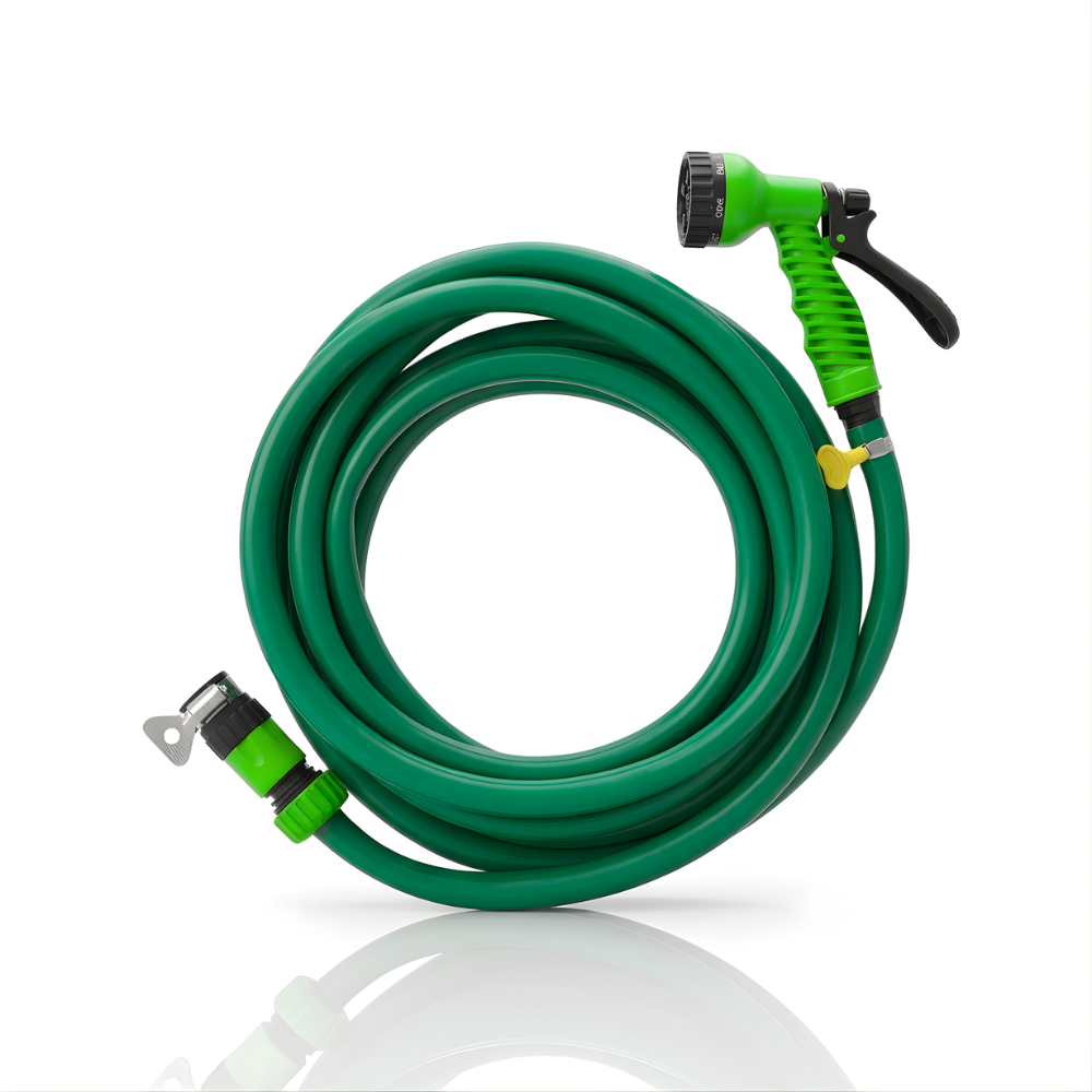 Paket Selang Air Elastis 1.5 mm SSBO ½, ⅝, ¾ Inch – Nozzle 7 Mode, 2 Konektor & Fitting Lengkap