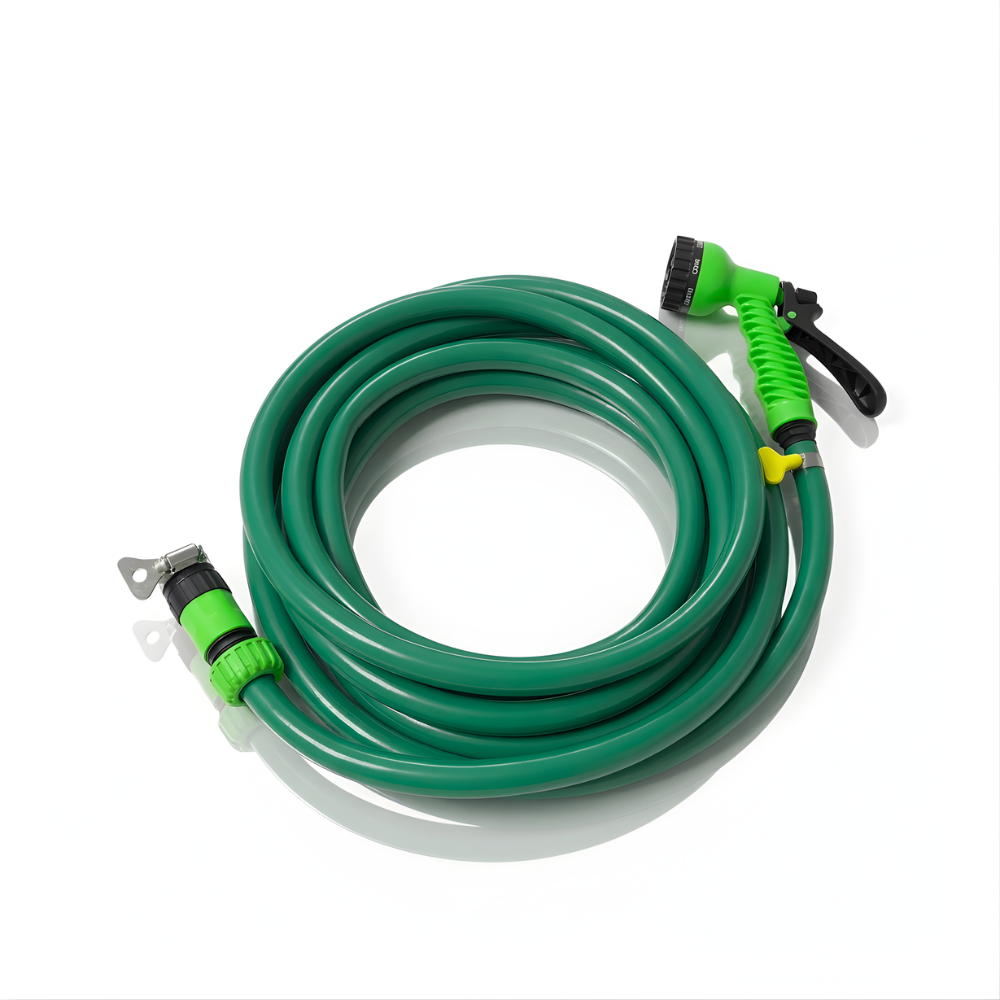 Paket Selang Air Elastis 1.5 mm SSBO ½, ⅝, ¾ Inch – Nozzle 7 Mode, 2 Konektor & Fitting Lengkap