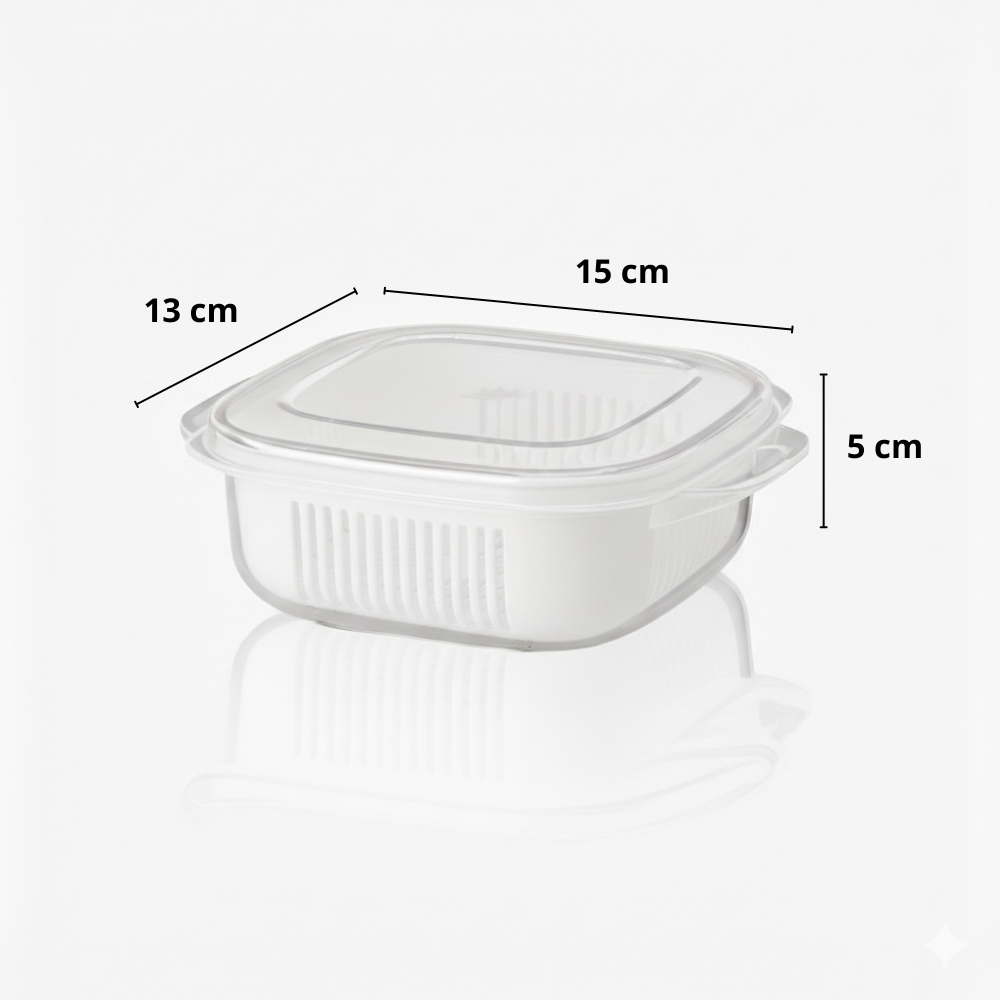 Kotak Penyimpan Makanan Serbaguna dengan Saringan – Warna Putih, Kedap Udara & Praktis (Food Organiser)