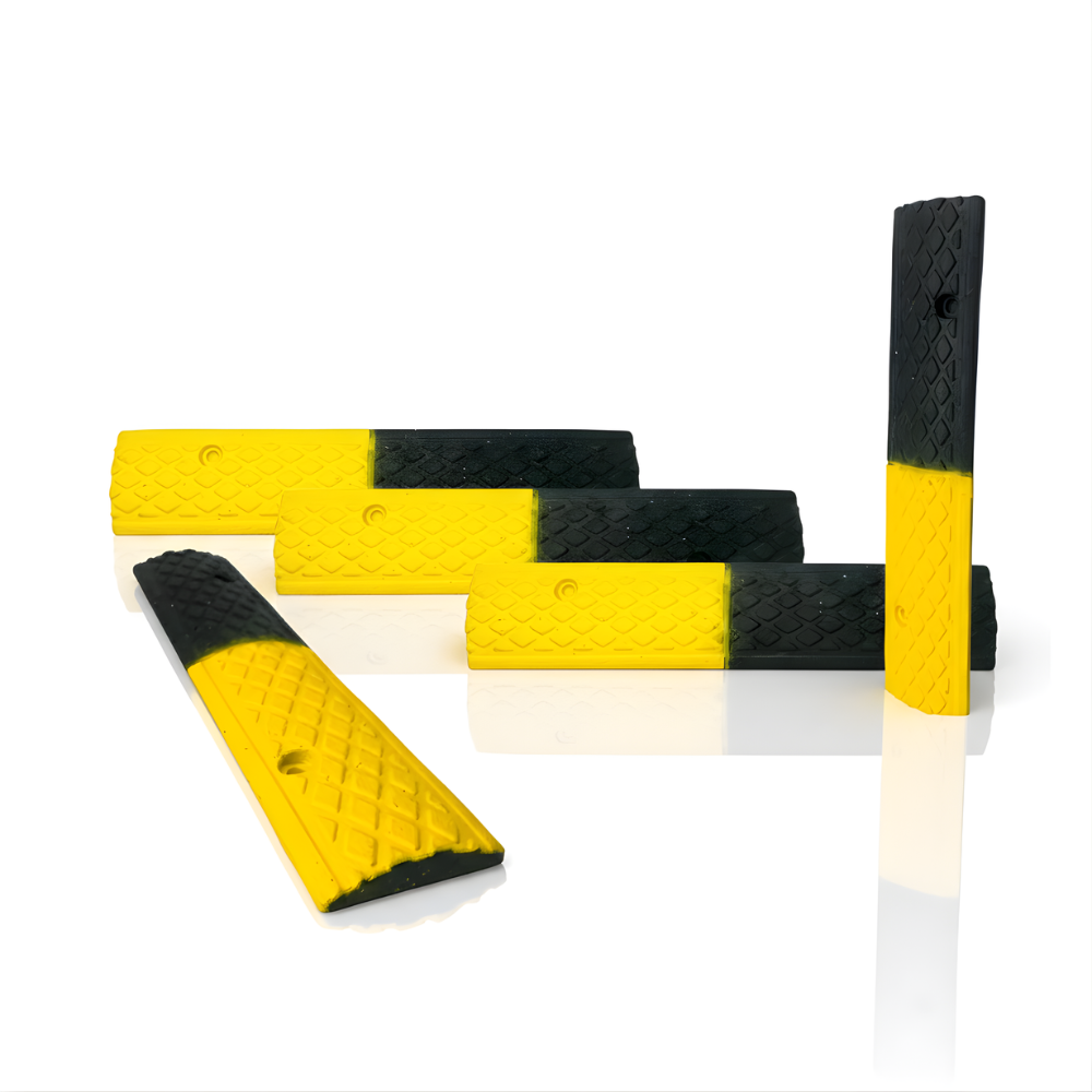 Polisi Tidur SSBO 10×50×2 cm – Rubber Speed Bump Hitam Kuning, Anti Selip & Mudah Dipasang