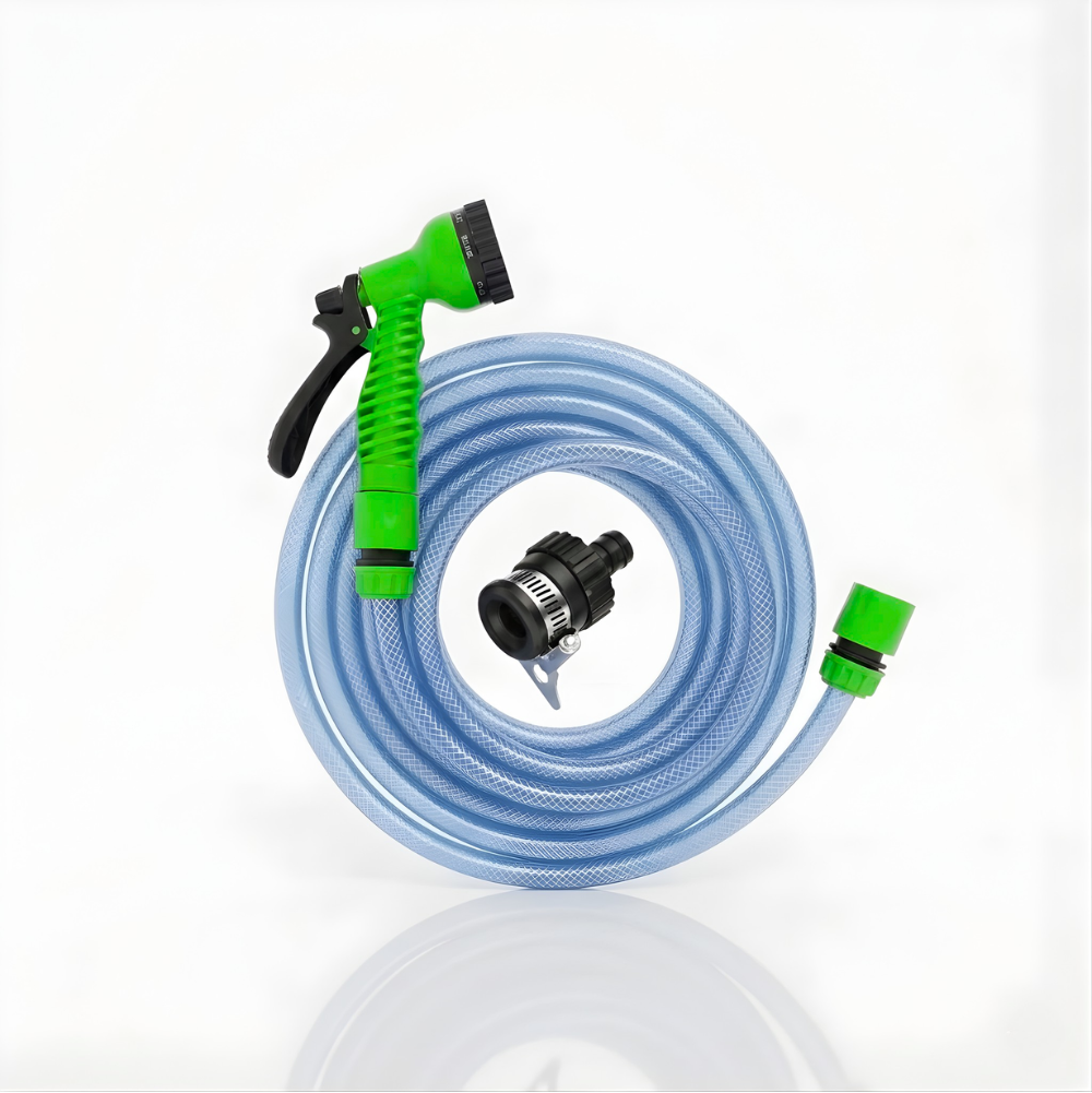 Paket Selang Air Serat Benang Transparan SSBO ½, ⅝ & ¾ Inch – Nozzle 7 Mode, Konektor & Fitting Lengkap, Lentur dan Siap Pakai