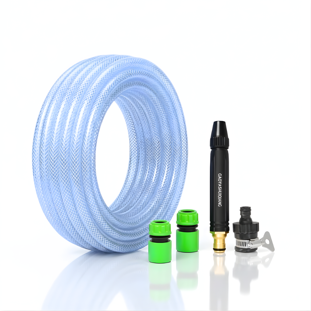 Paket Selang Air Serat Benang Transparan SSBO ½ , ⅝ & ¾ Inch – Nozzle Stick, 2 Konektor & Fitting Lengkap, Tahan Tekanan & Siap Pakai