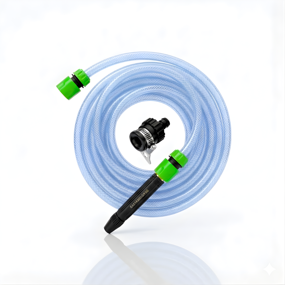 Paket Selang Air Serat Benang Transparan SSBO ½ , ⅝ & ¾ Inch – Nozzle Stick, 2 Konektor & Fitting Lengkap, Tahan Tekanan & Siap Pakai