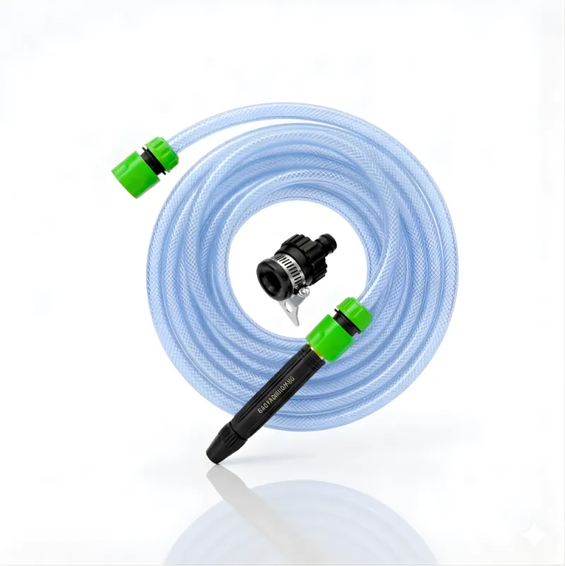 Paket Selang Air Serat Benang Transparan SSBO ½ , ⅝ & ¾ Inch – Nozzle Stick, 2 Konektor & Fitting Lengkap, Tahan Tekanan & Siap Pakai