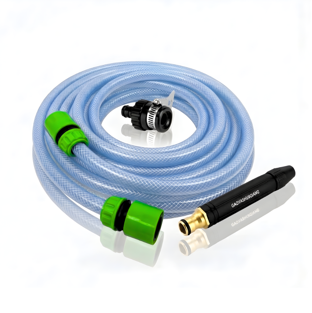 Paket Selang Air Serat Benang Transparan SSBO ½ , ⅝ & ¾ Inch – Nozzle Stick, 2 Konektor & Fitting Lengkap, Tahan Tekanan & Siap Pakai