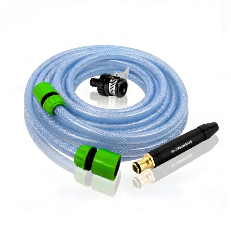 Paket Selang Air Serat Benang Transparan SSBO ½ , ⅝ & ¾ Inch – Nozzle Stick, 2 Konektor & Fitting Lengkap, Tahan Tekanan & Siap Pakai
