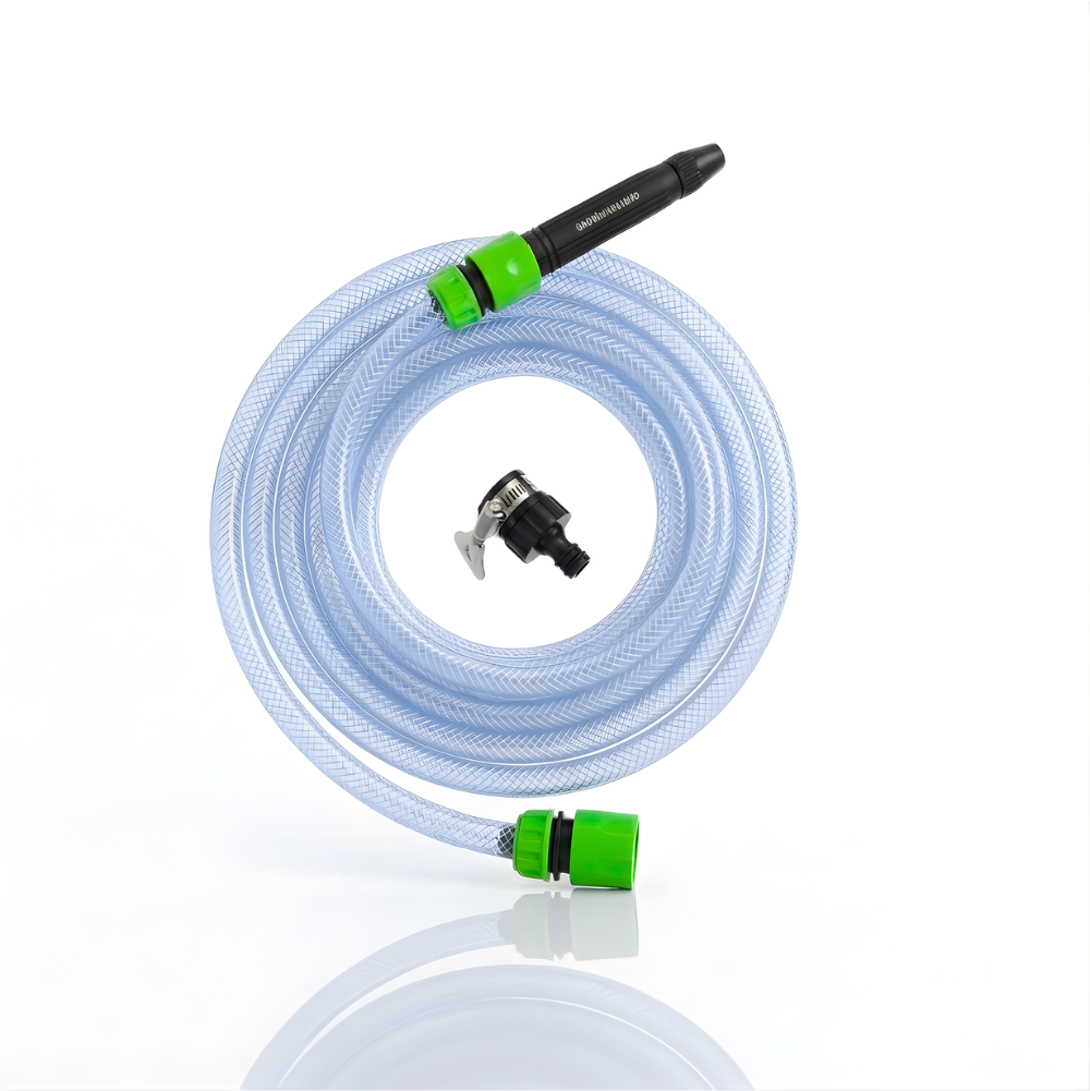 Paket Selang Air Serat Benang Transparan SSBO ½ , ⅝ & ¾ Inch – Nozzle Stick, 2 Konektor & Fitting Lengkap, Tahan Tekanan & Siap Pakai