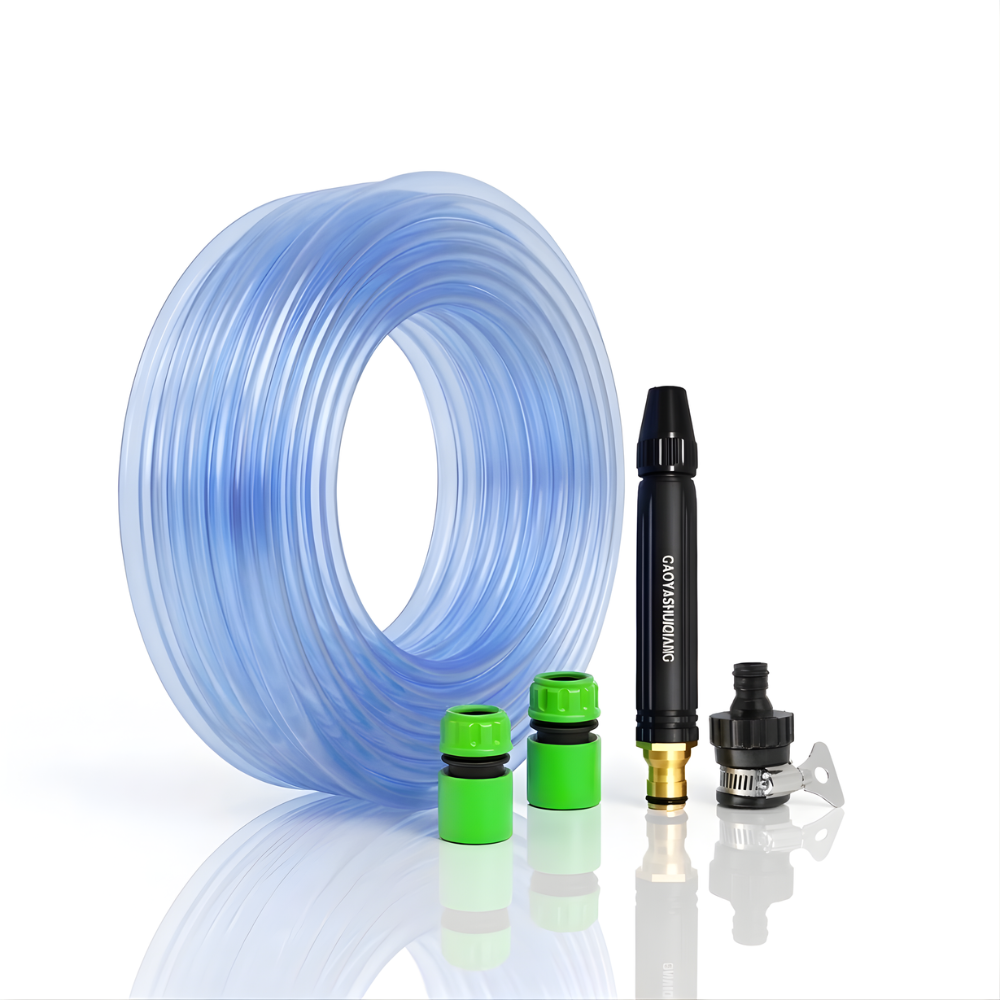 Paket Selang Air Elastis Bening SSBO ½ & ¾ Inch – Nozzle Stick & Aksesoris Lengkap, Siap Pakai untuk Cuci Mobil & Siram Taman