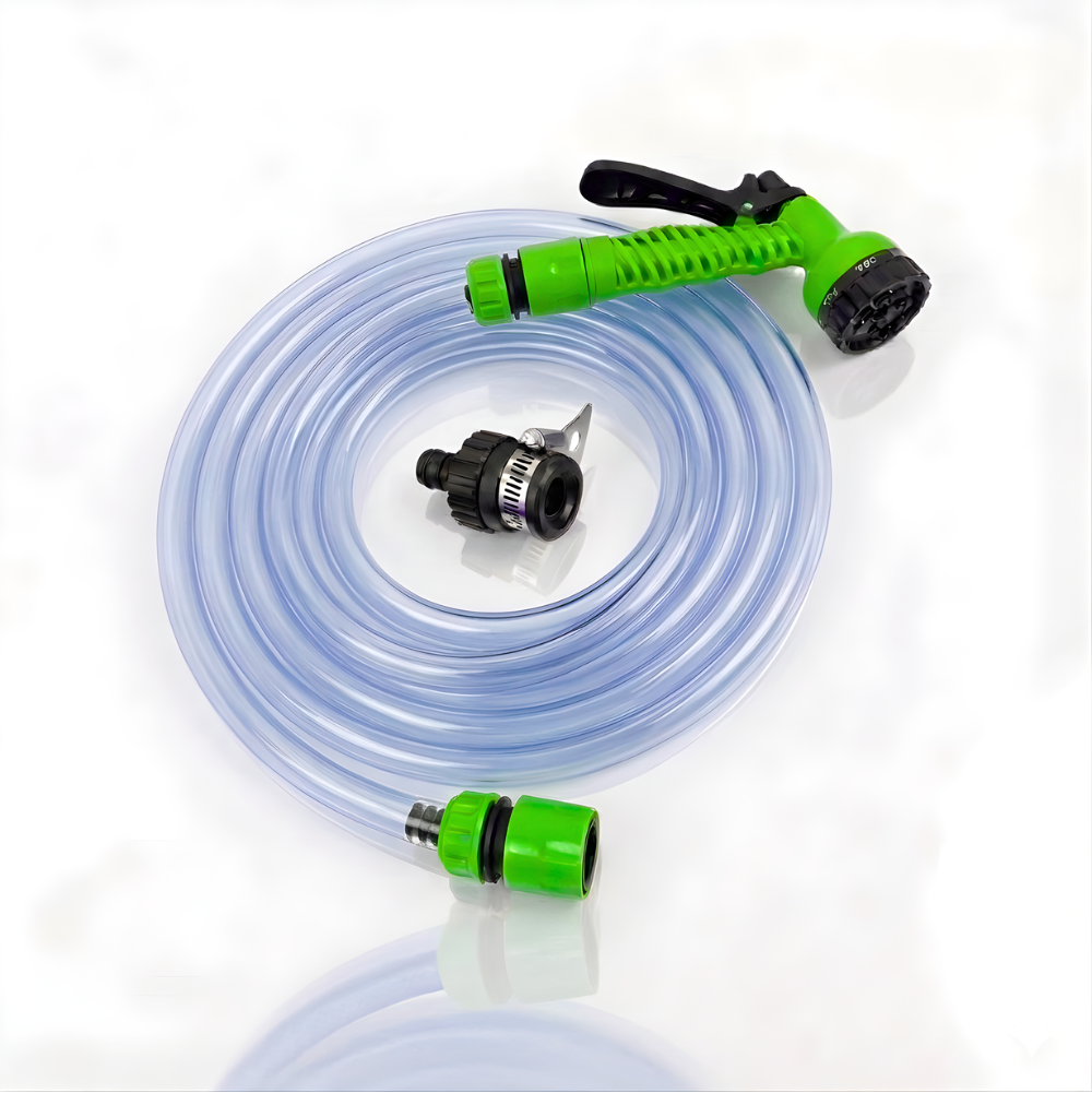 SSBO Paket Selang Air Elastis Bening ½ & ¾ Inch – Nozzle 7 Mode, Konektor & Fitting Lengkap, Siap Pakai untuk Taman & Kendaraan