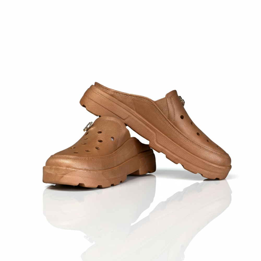 Sandal Slip On Wanita Baim – Bahan Karet Empuk, Ringan & Anti Slip (Hitam, Cream, Coklat)