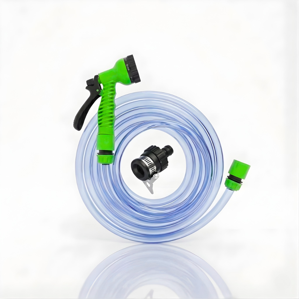 SSBO Paket Selang Air Elastis Bening ½ & ¾ Inch – Nozzle 7 Mode, Konektor & Fitting Lengkap, Siap Pakai untuk Taman & Kendaraan
