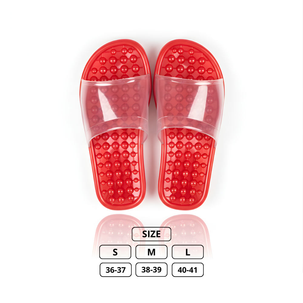 SSBO Sandal Pijat Refleksi Terapi Warna Merah – Sandal Kesehatan Elegan, Anti Selip & Nyaman Dipakai Harian