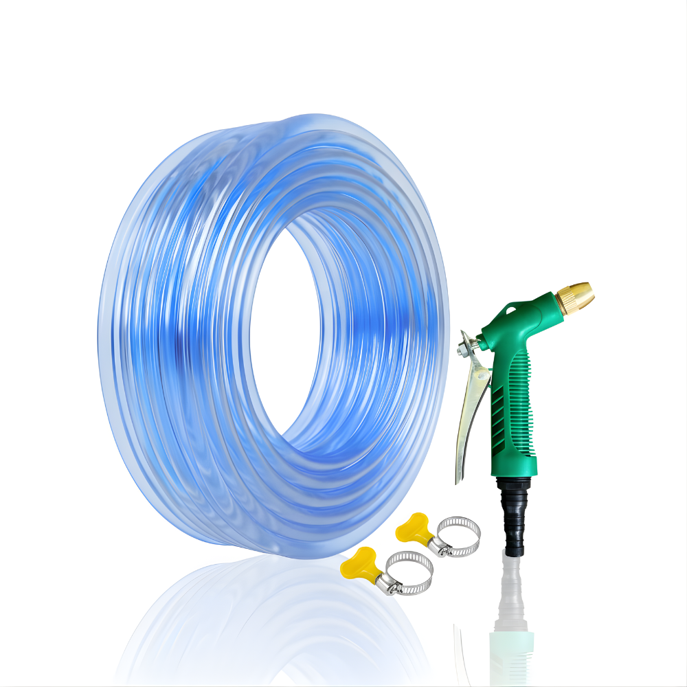 SSBO Selang Air Elastis Bening ½ & ¾ Inch – Dengan Nozzle Semprotan 4 Mode & Aksesoris Lengkap